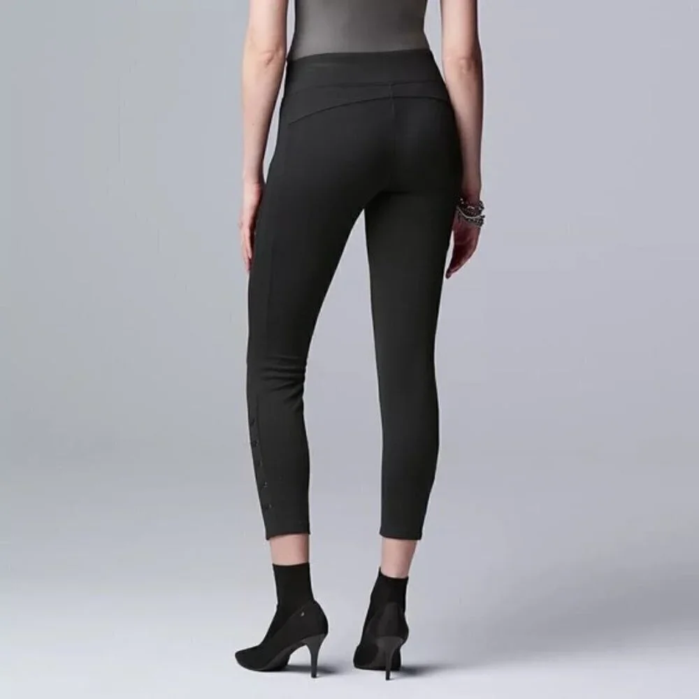 Simply Vera Wang Womens Black High Rise Knit Lace Up Leggings Plus Sz XXL New